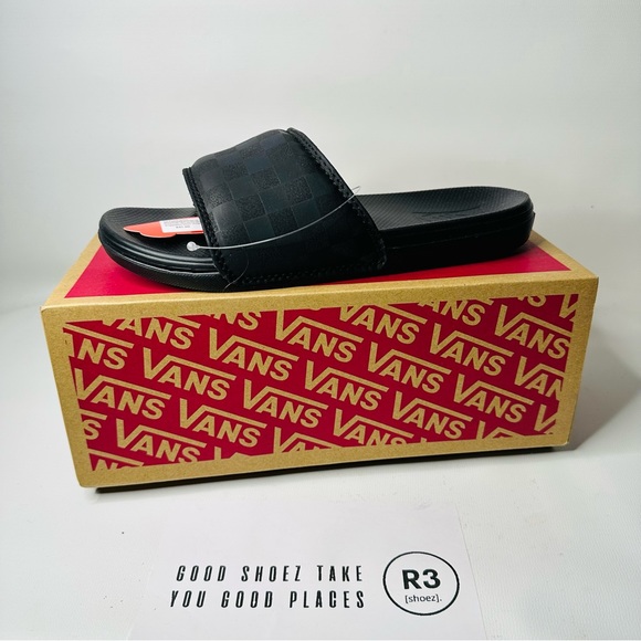 Vans La Costa Slide Slip On Sandals Black Checkerboard Mens Sz 5